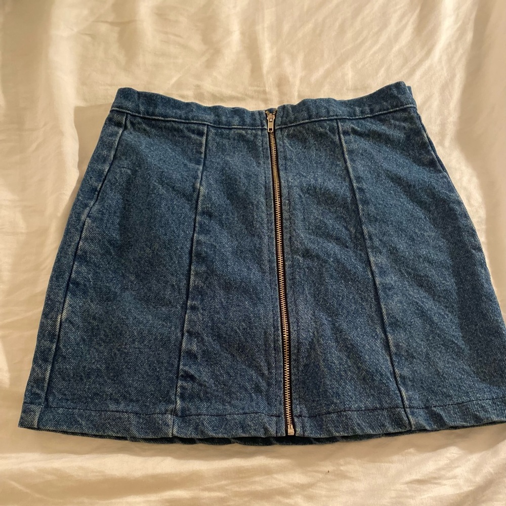 Denim Zip Up Mini Skirt
